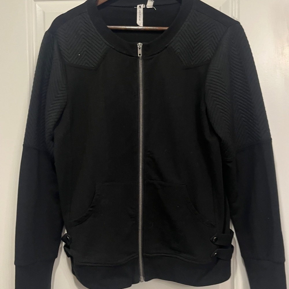 Cable & Gage Black Knit Zip-Up Cardigan Jacket Large